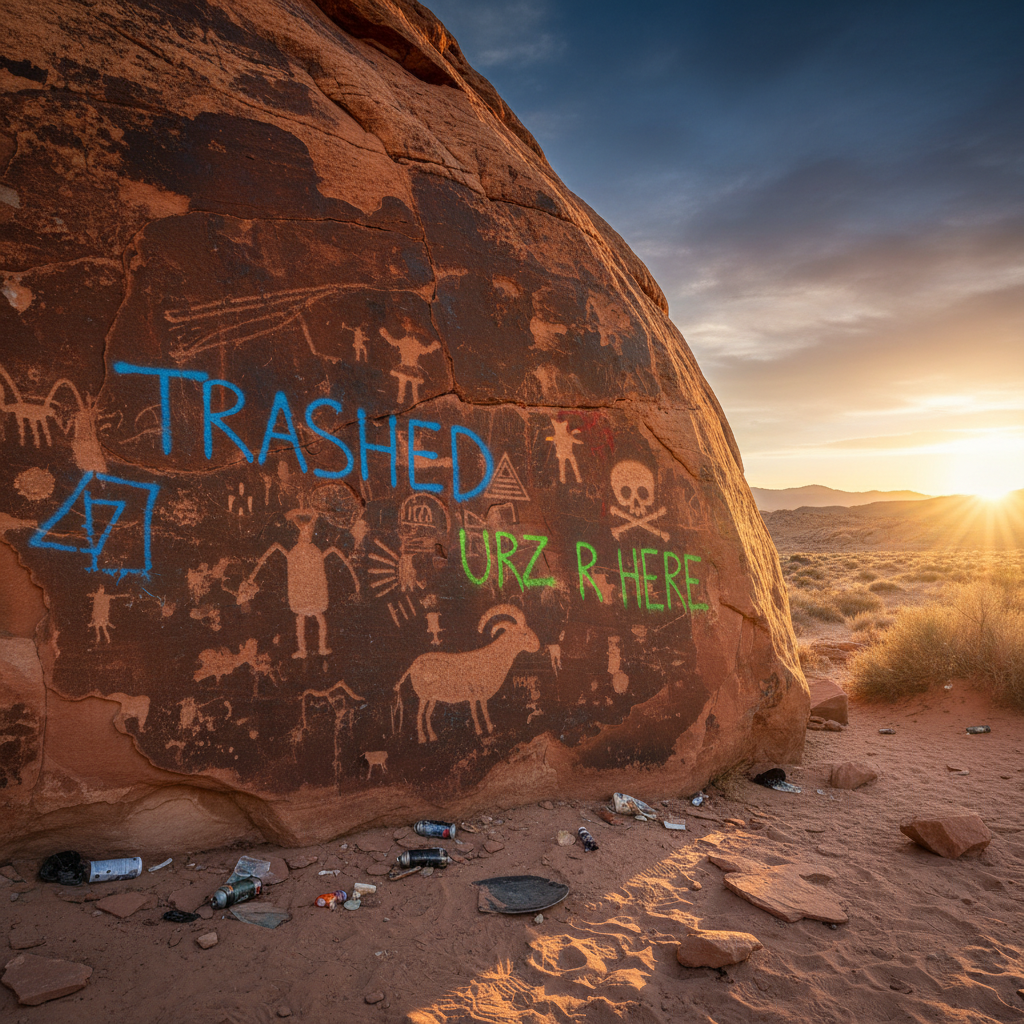 Your ancient Moab petroglyphs just got trashed.