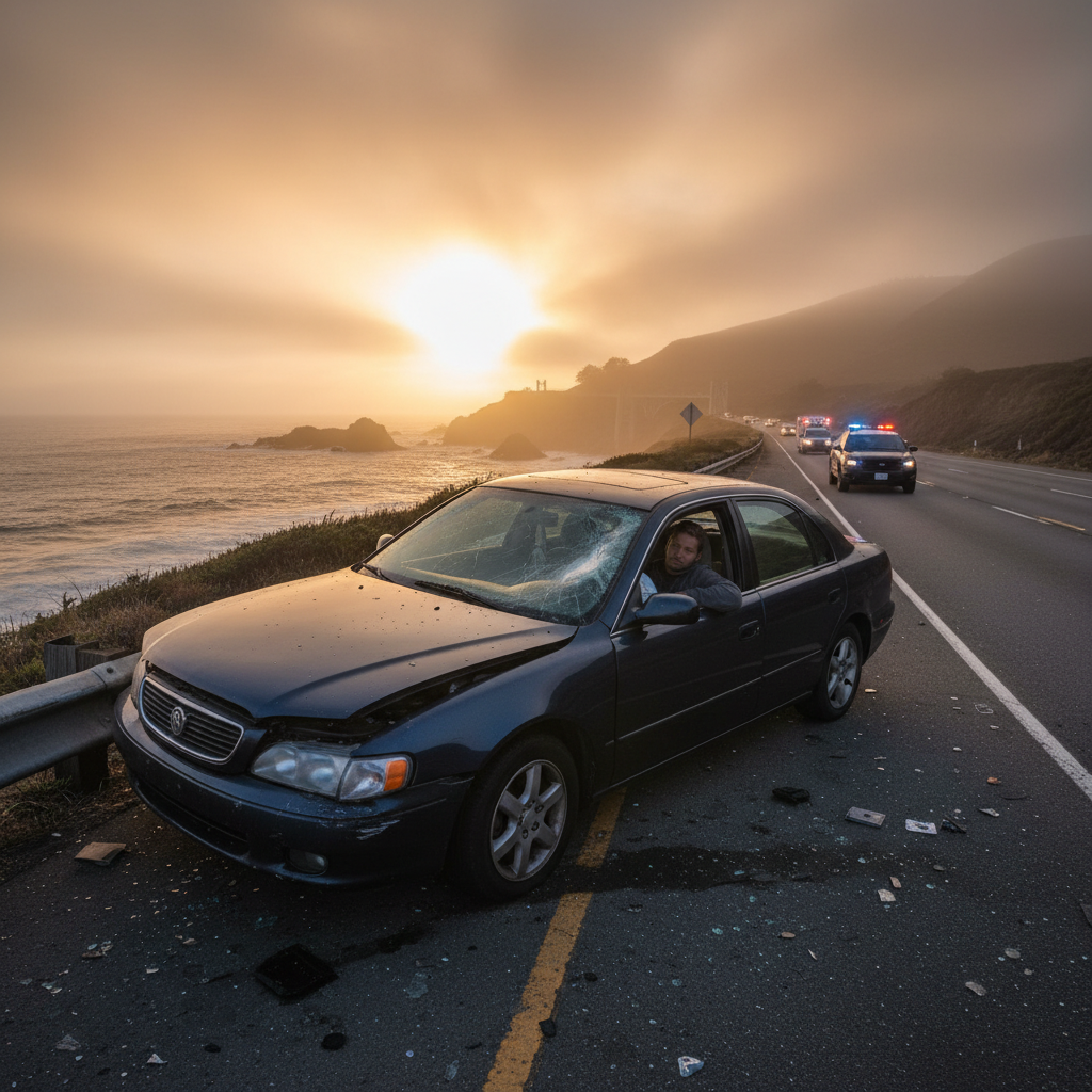 Someone fell asleep at the wheel on Highway 1. Seriously.