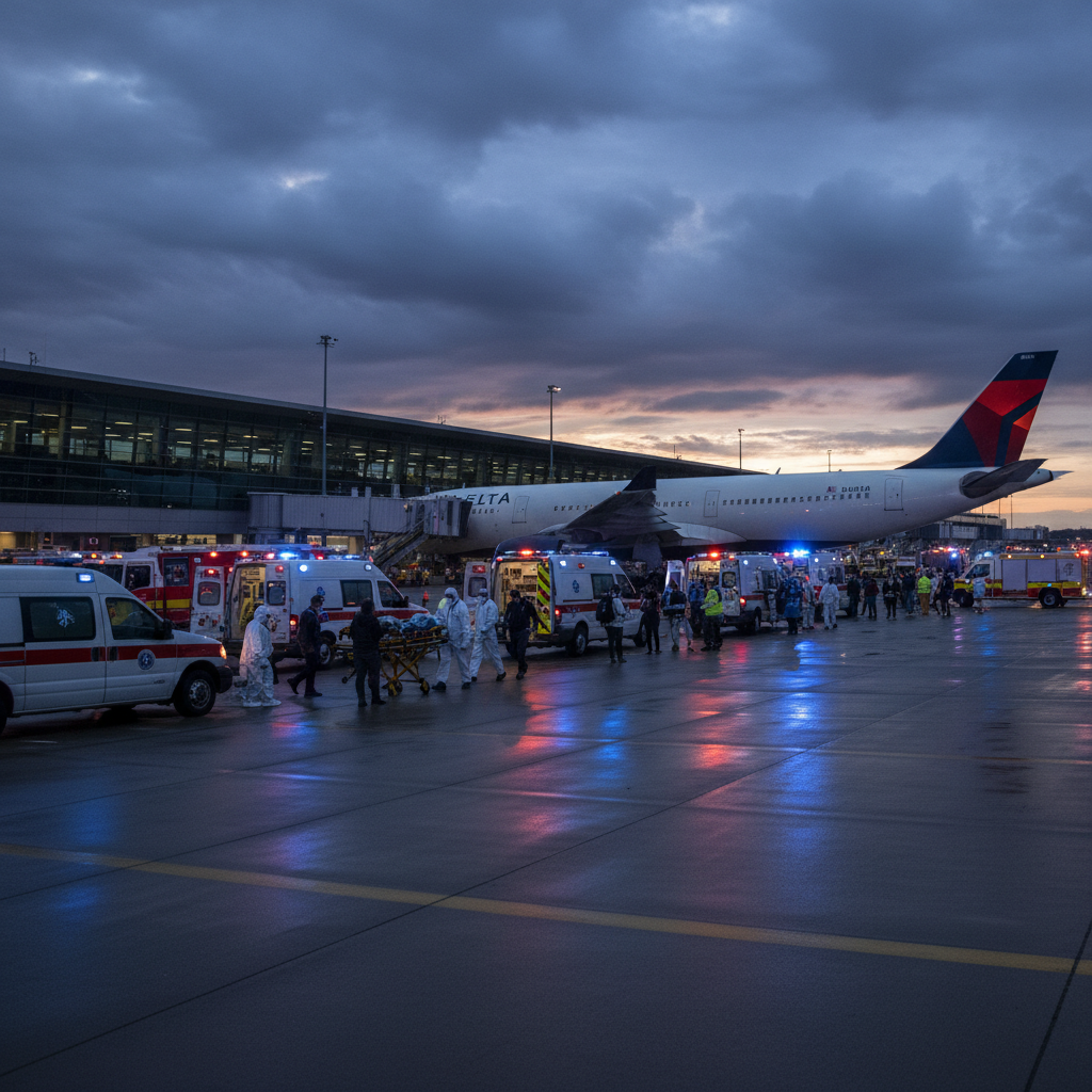 Twenty-five people went to the hospital after a Delta flight.