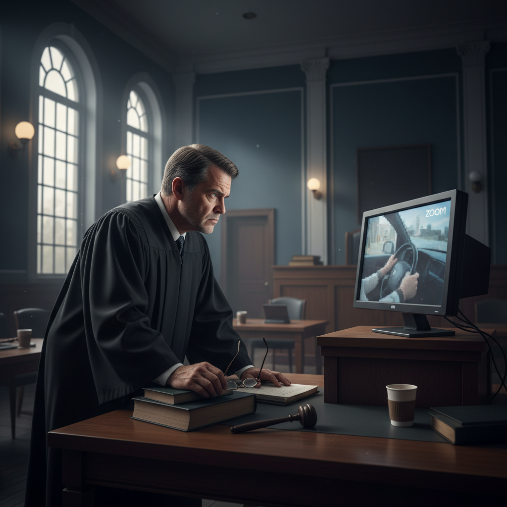 Your judge is tired of you driving on Zoom.