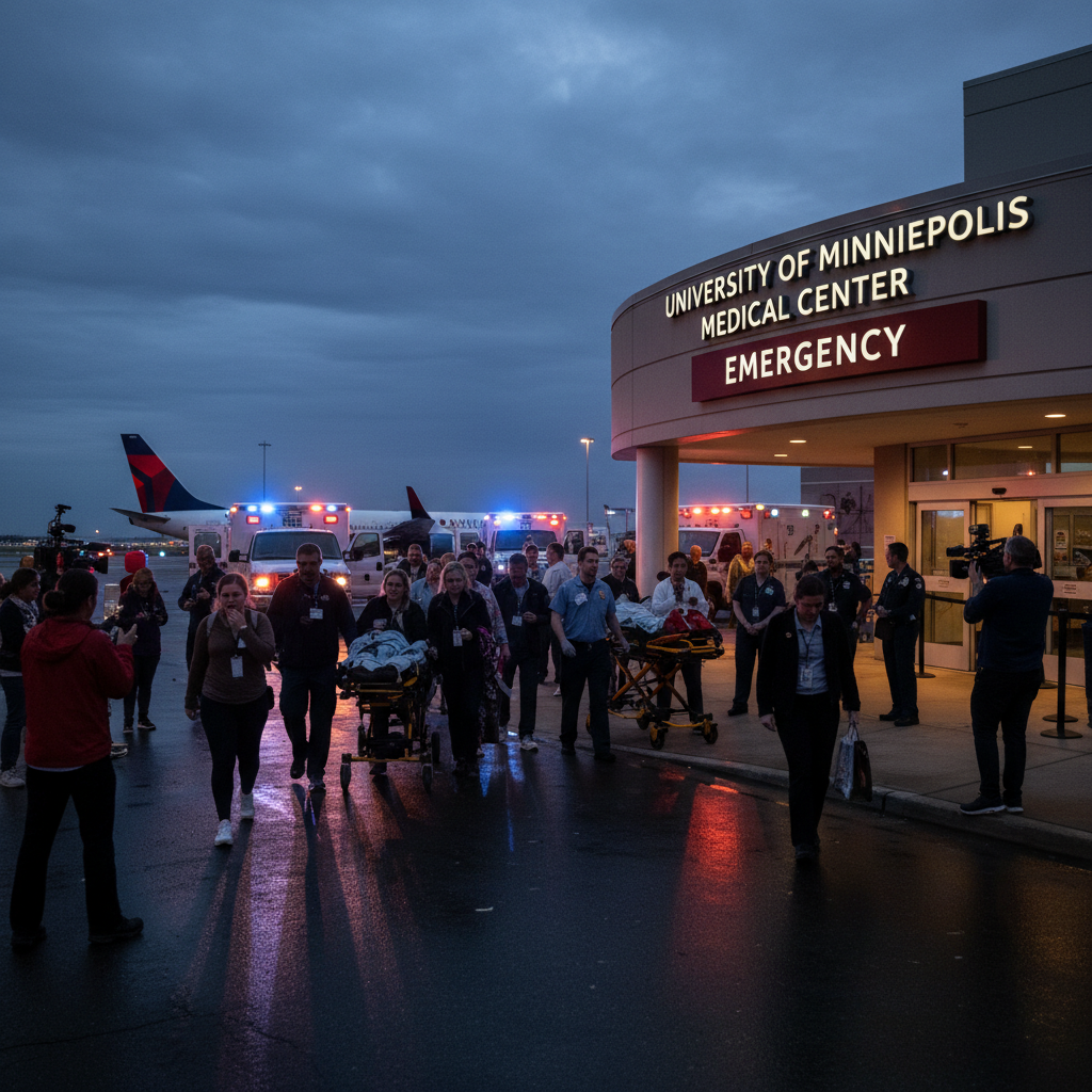 Twenty-five people went to a Minneapolis hospital from Delta 56.