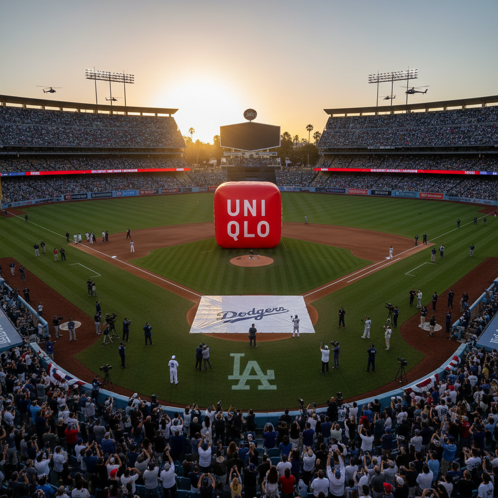 They just put Uniqlo on your Dodger Stadium field!