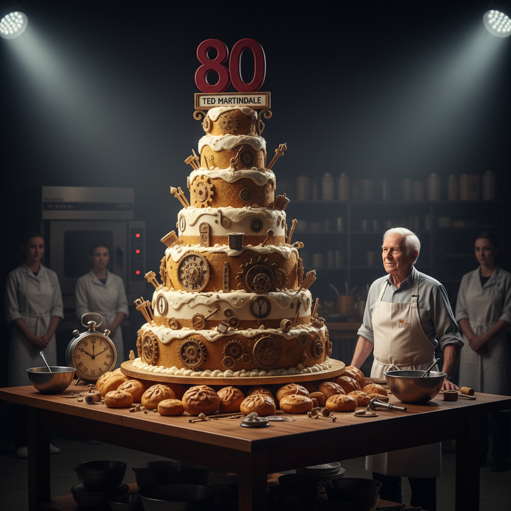 Ted Martindale's 80th birthday cake took 30 days to bake!