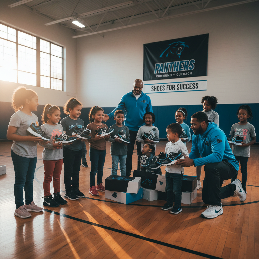 The Panthers just gave David Cox kids new shoes. Here's why.