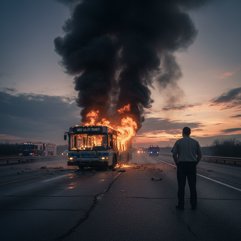 A West Valley bus driver set his bus on fire while driving it.