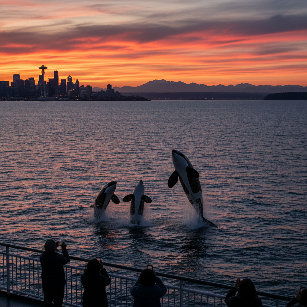 Your Bainbridge ferry just got a surprise orca show.