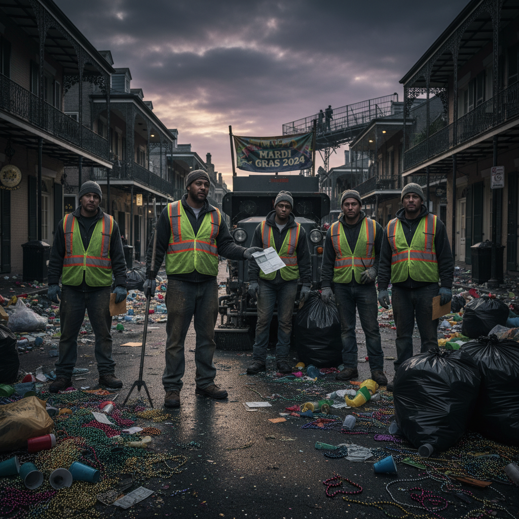 Your Mardi Gras cleanup crews are still waiting on their checks, again.