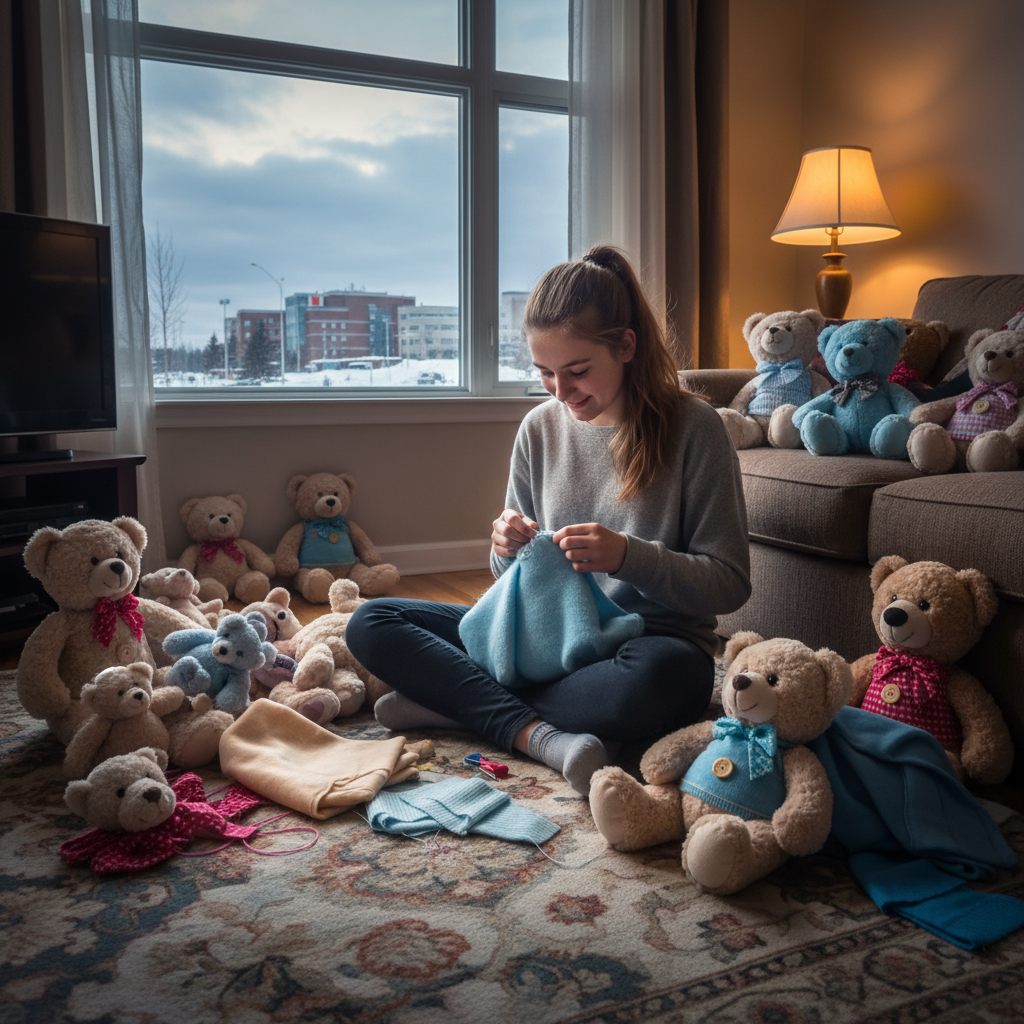This Sudbury teen is making comfort bears for kids at Health Sciences North.