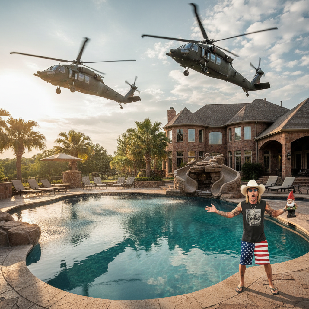 Did two Army choppers buzz Kid Rock's pool?