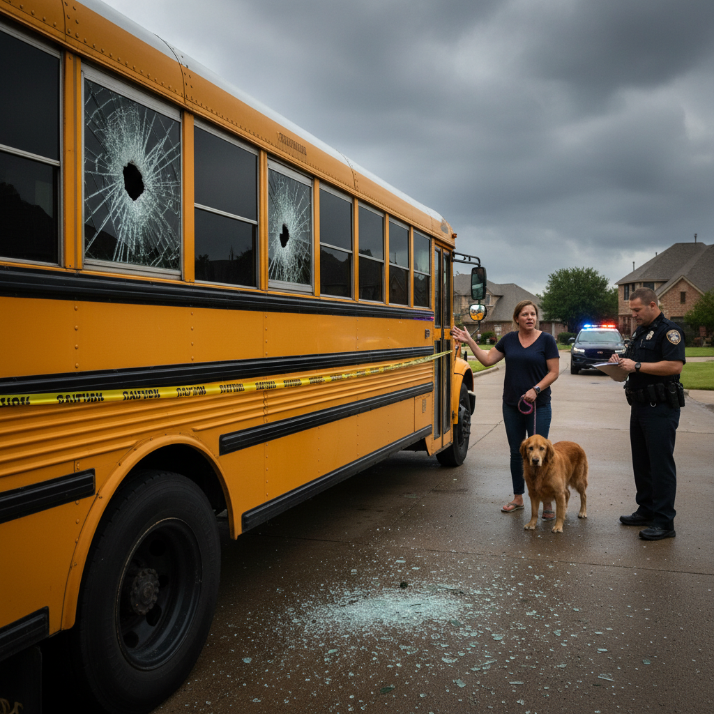 Someone busted your dog's bus windows in The Colony. Twice.