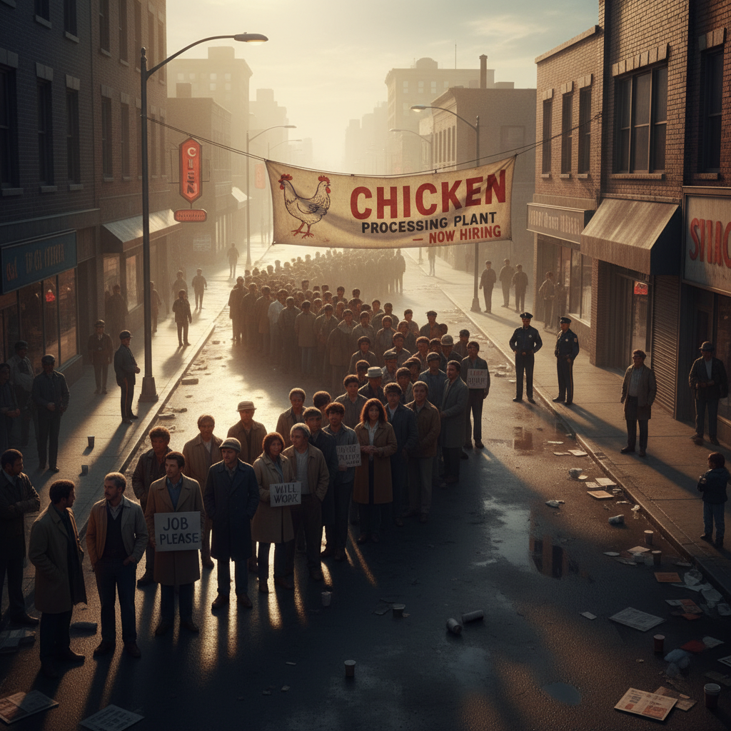 Remember 800 people lining up for a chicken job?