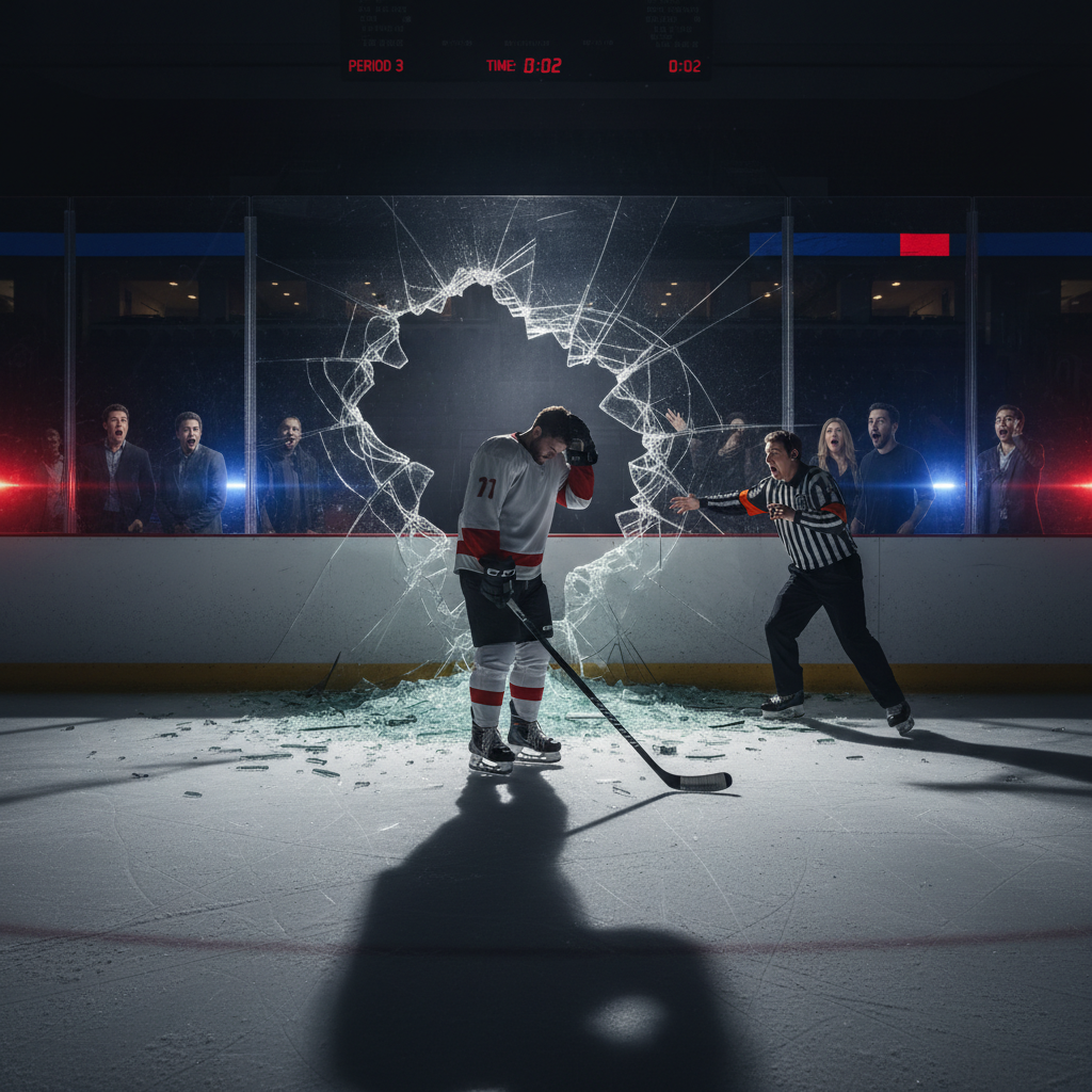 Someone broke the glass at a hockey rink and you won't believe it