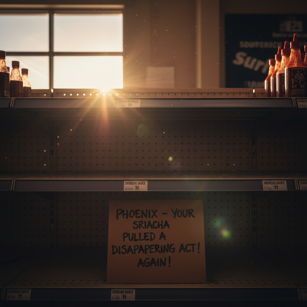 Your sriracha just pulled a disappearing act again, Phoenix.