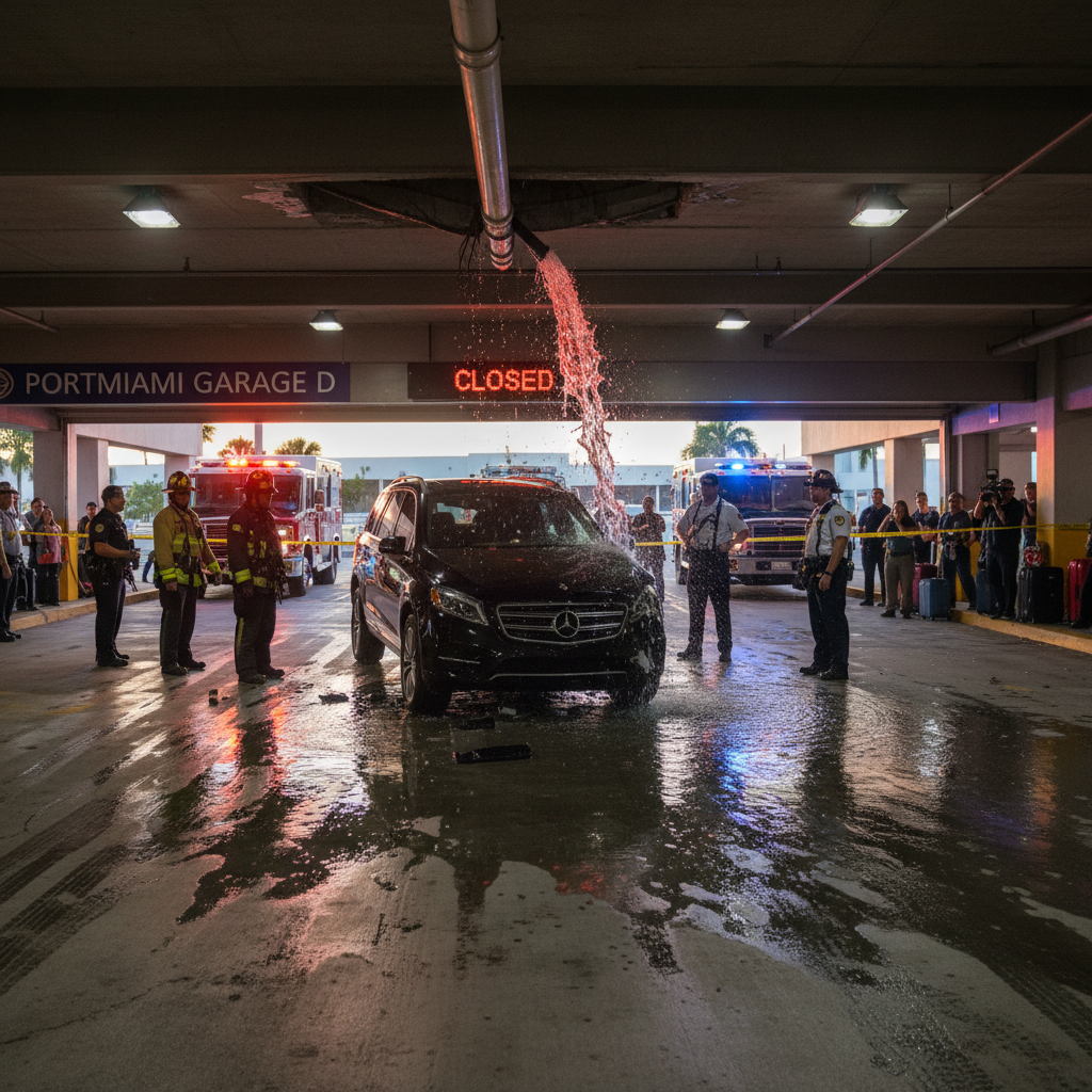 Someone hit a pipe so hard they shut down Port Miami Garage D.