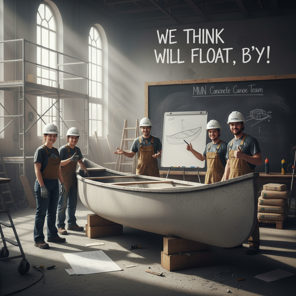 MUN students built a concrete canoe and think it will float, b'y