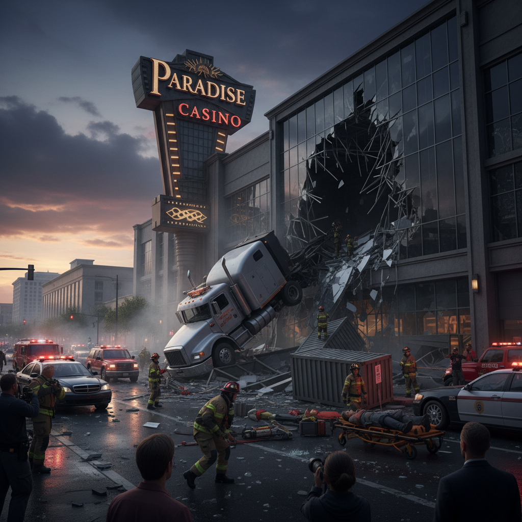 A truck just crashed into your downtown casino. What happened?
