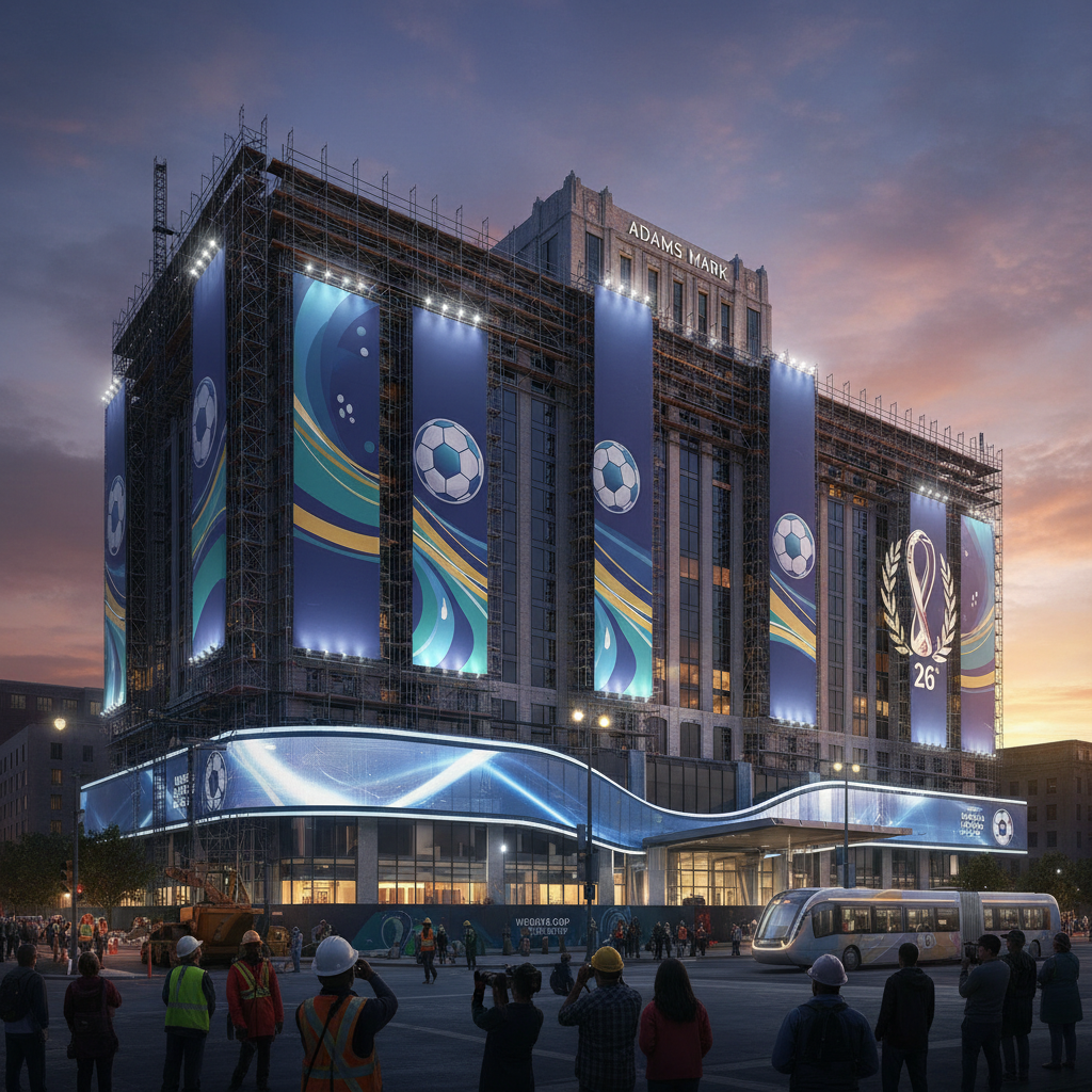 Your old Adams Mark Hotel is getting a World Cup glow-up!