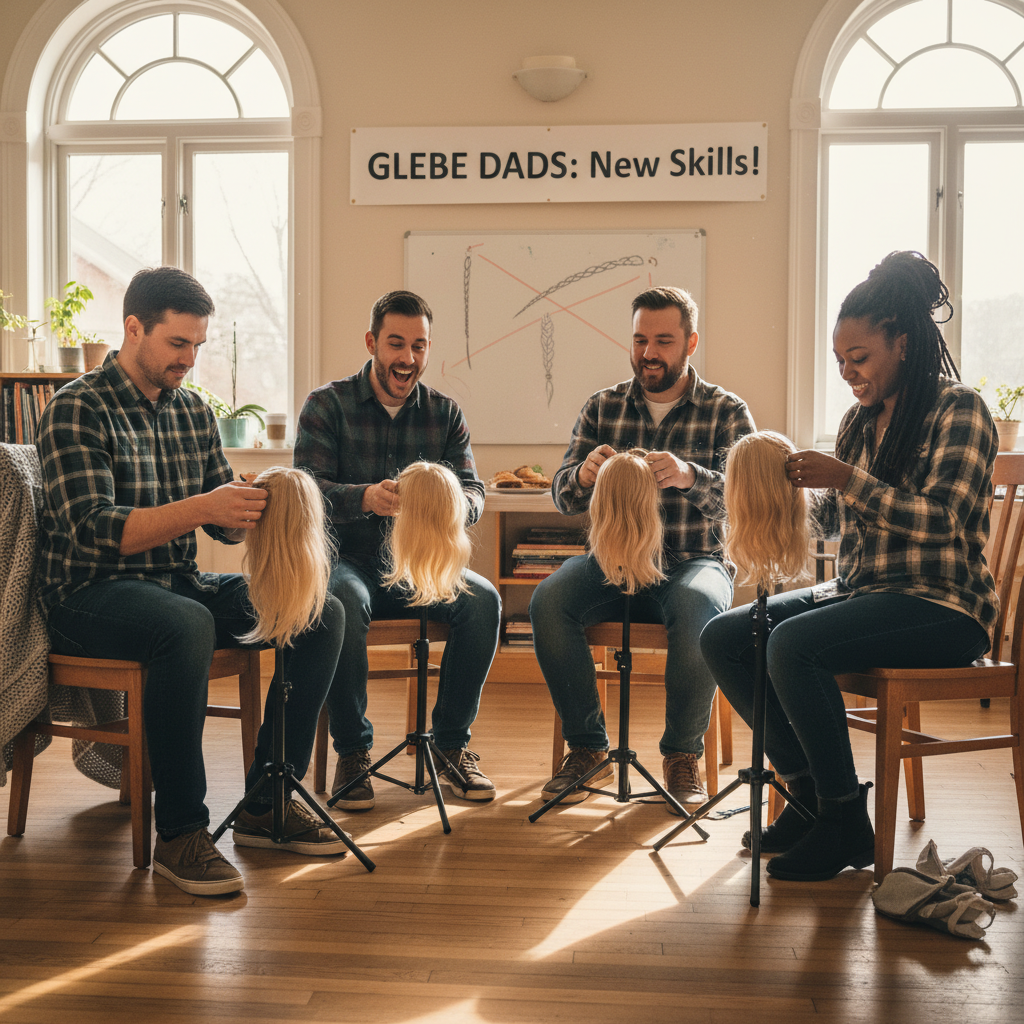 Dads in the Glebe just learned to braid hair. Seriously.