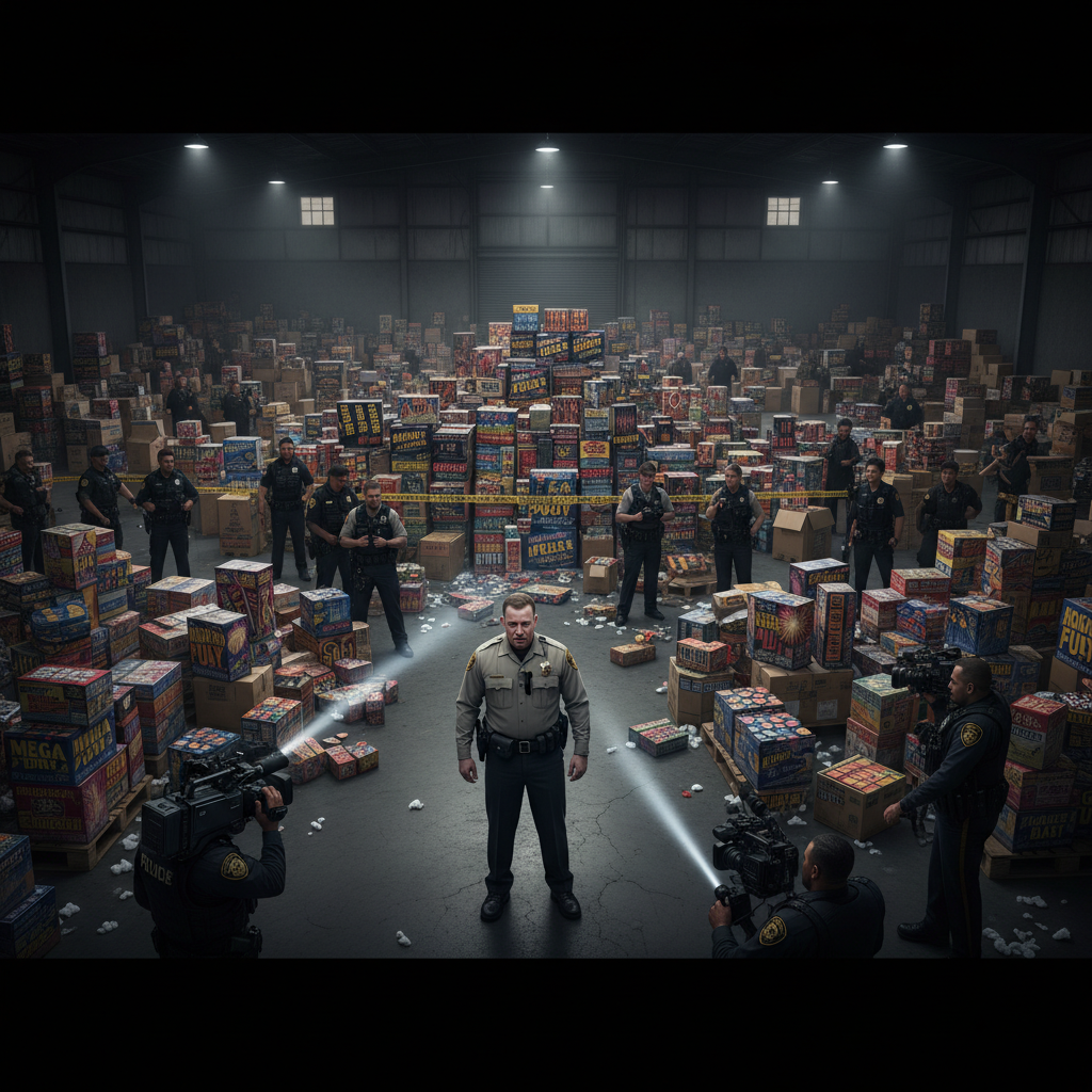 Your sheriff's lieutenant hid a million pounds of fireworks?!