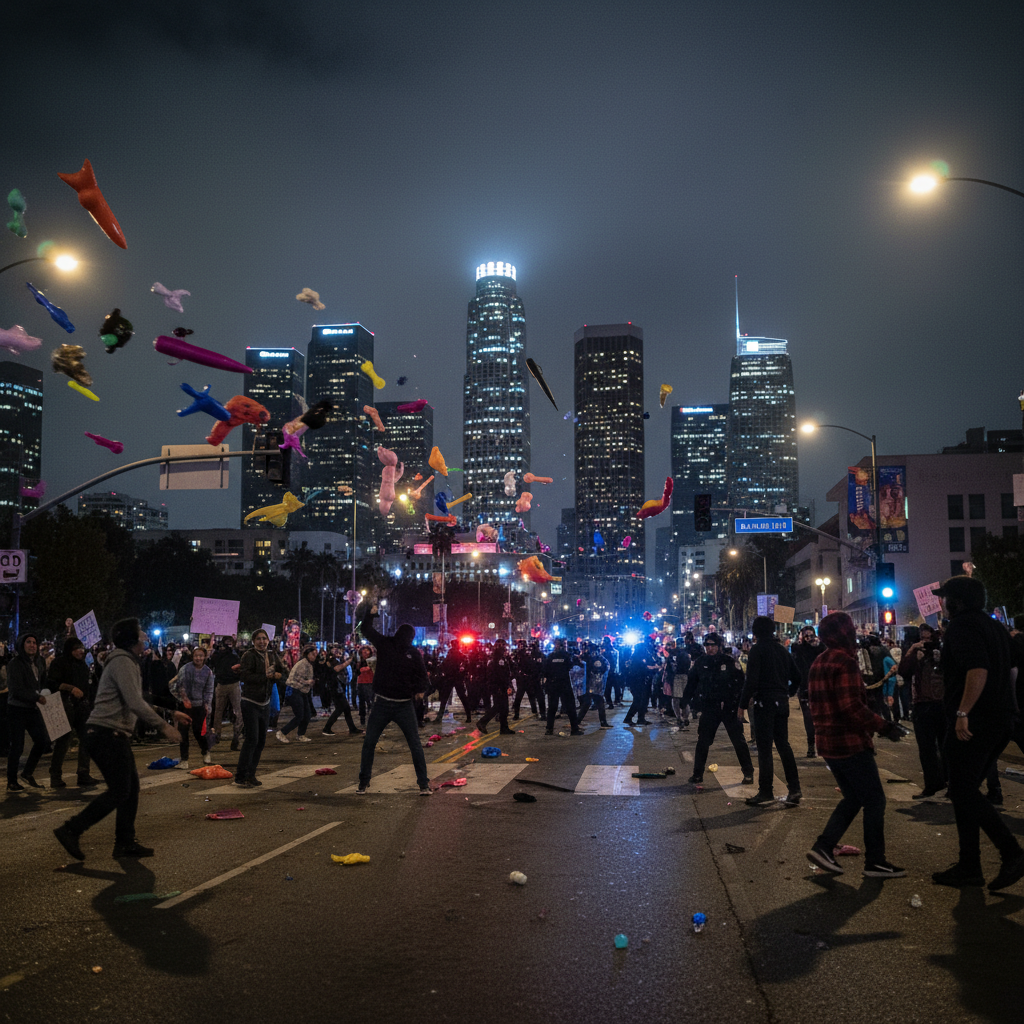 DTLA saw 200 protesters chucking sex toys. Seriously.