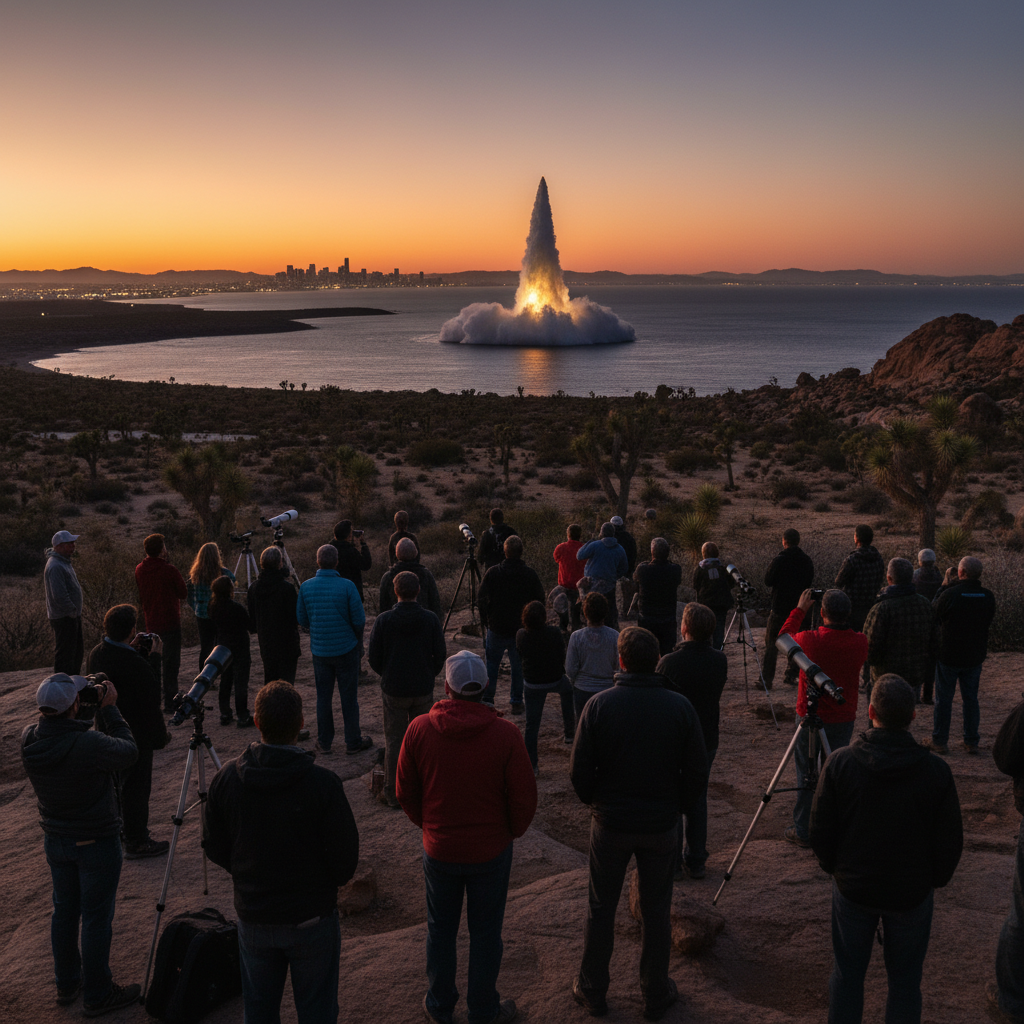 Fifty people watched a splashdown instead of the Strip. Really.