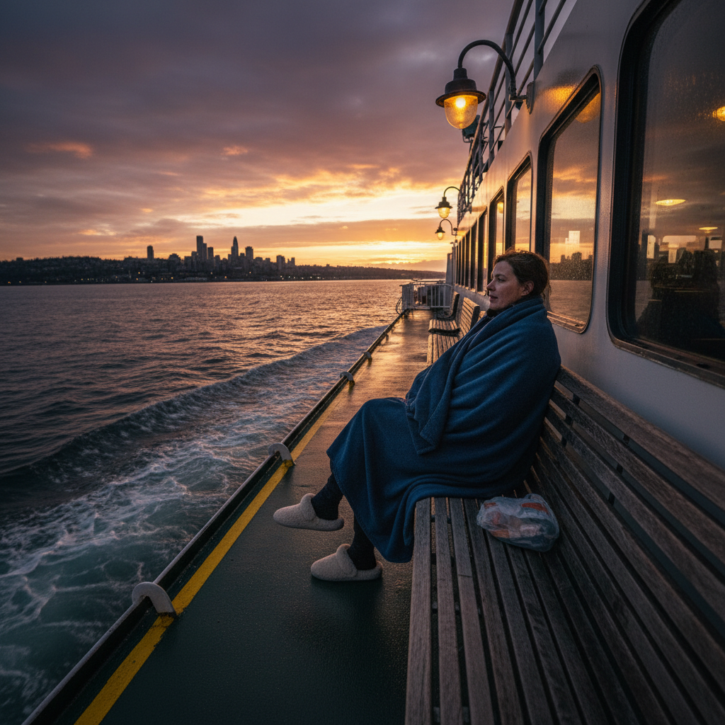 Your ride home from the hospital was a ferry in slippers?