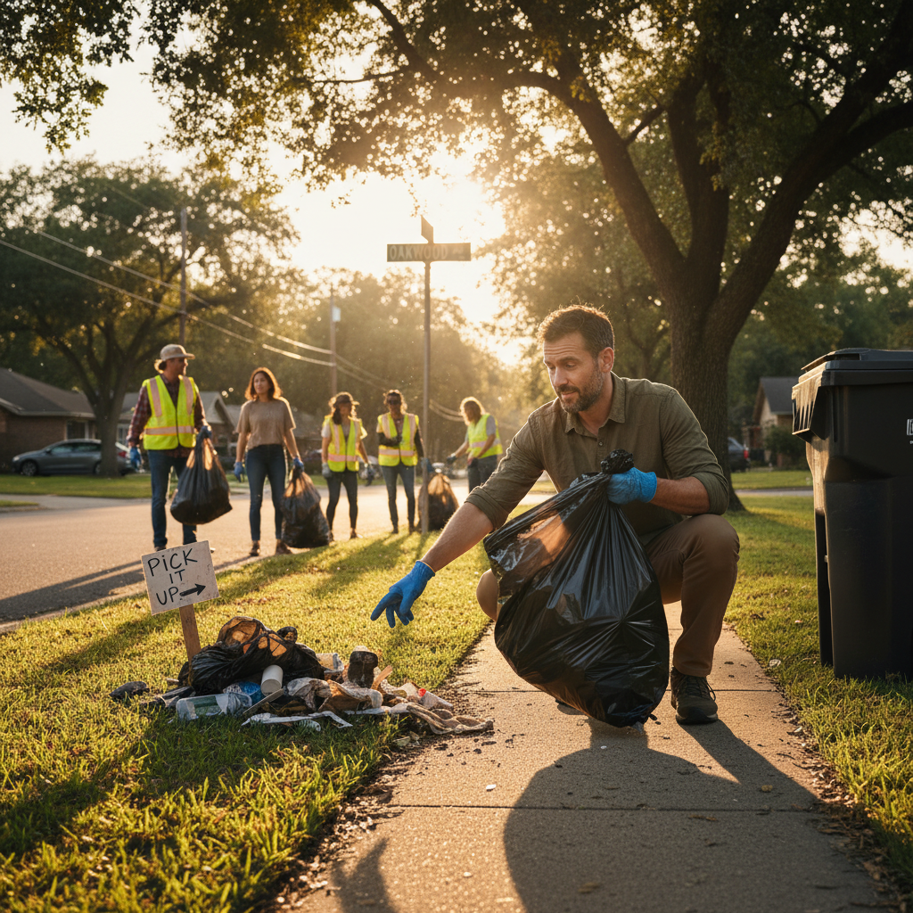 Austin Young wants you to pick up your neighbor's trash