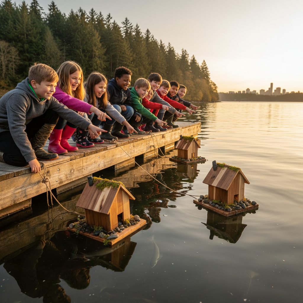 West Seattle kids built floating homes for salmon. You gotta see this.