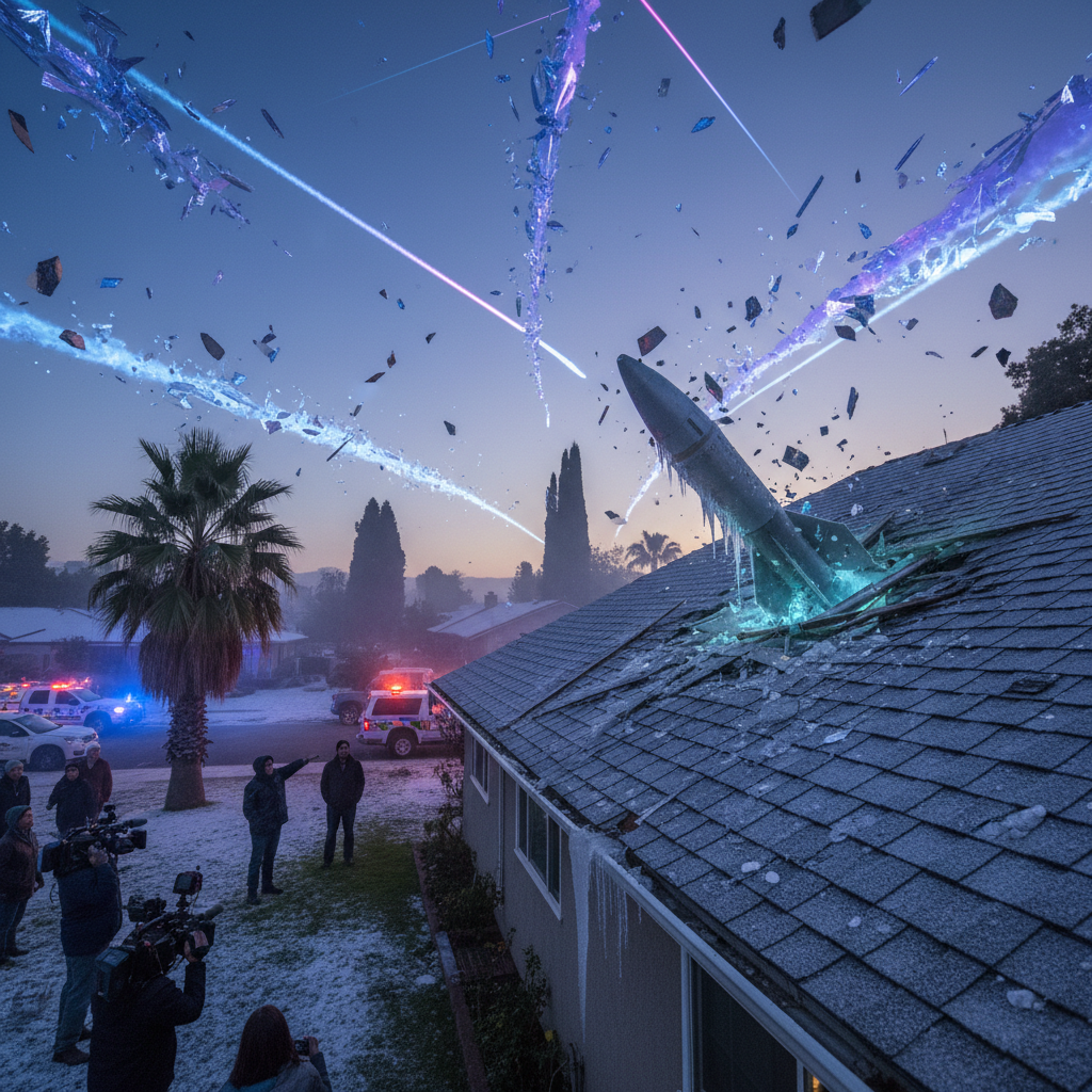 Did a frozen sky missile just hit a Whittier roof?