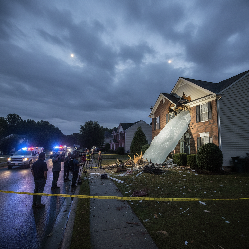 Did a rogue ice chunk just hit a Raleigh house?