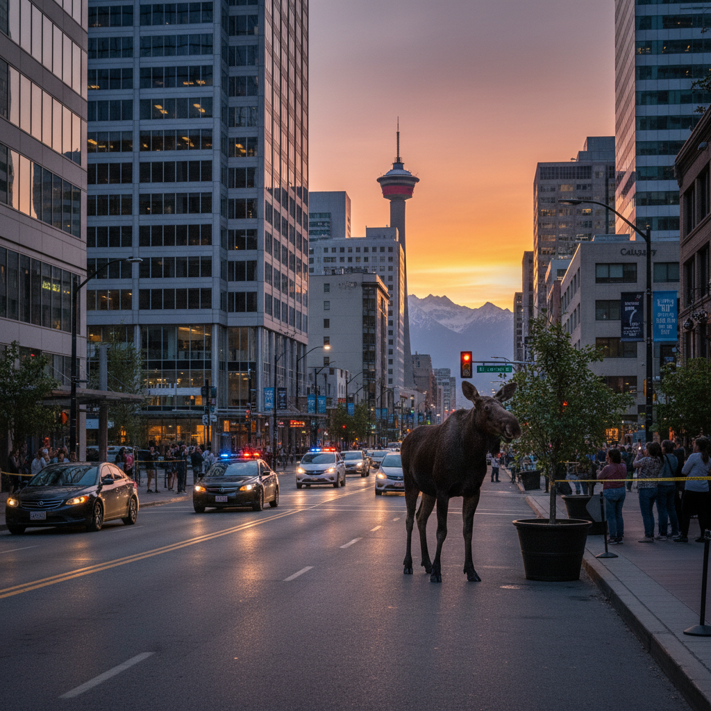 That Calgary moose is back and she just loves your city too much