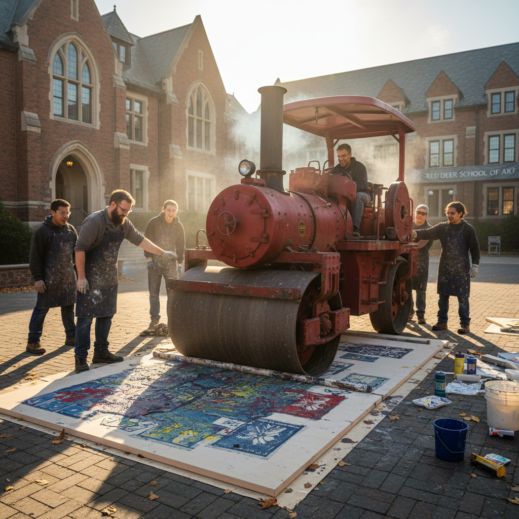 Your Red Deer art class just brought a steamroller to campus