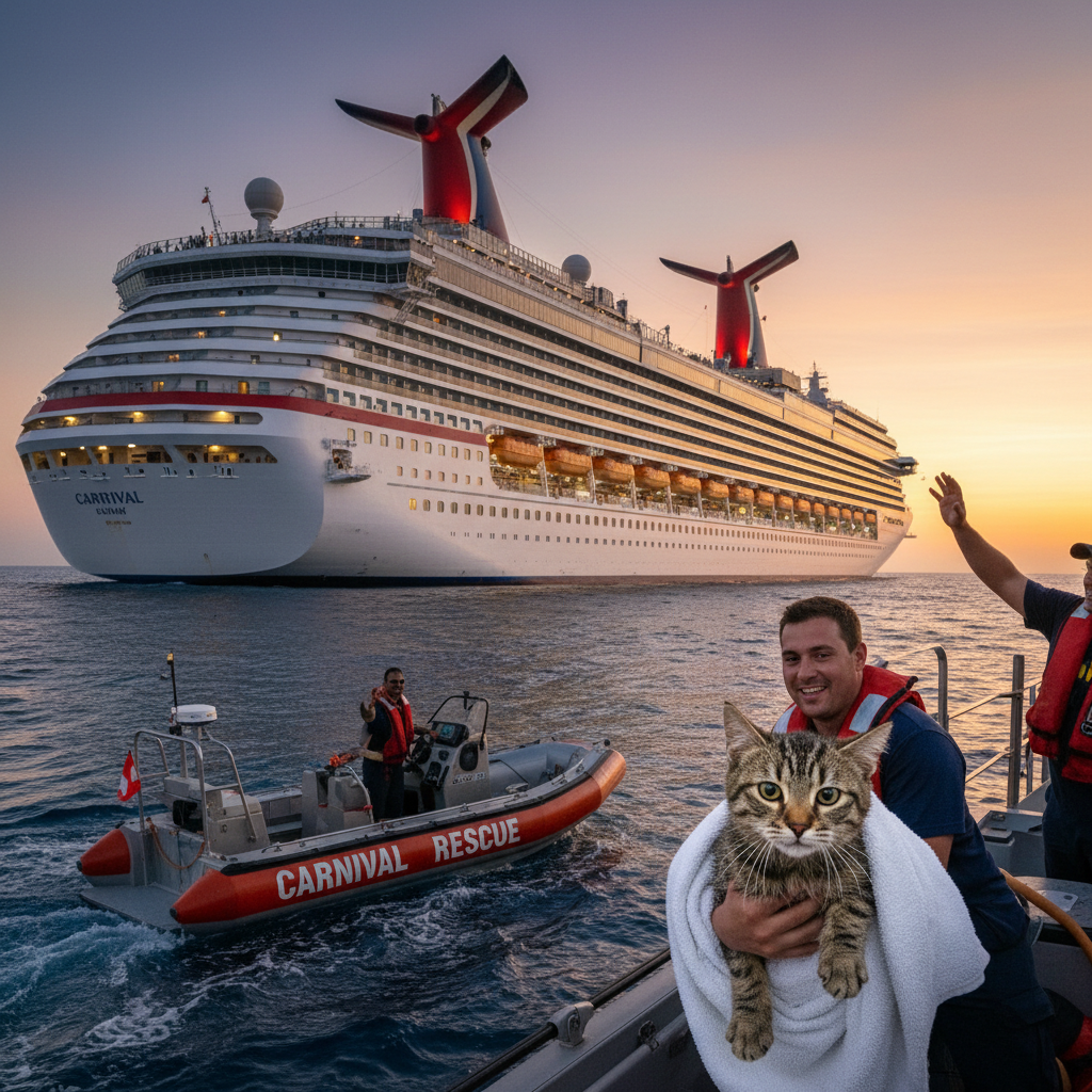 Your Carnival cruise just rescued a cat. Yes, a cat.