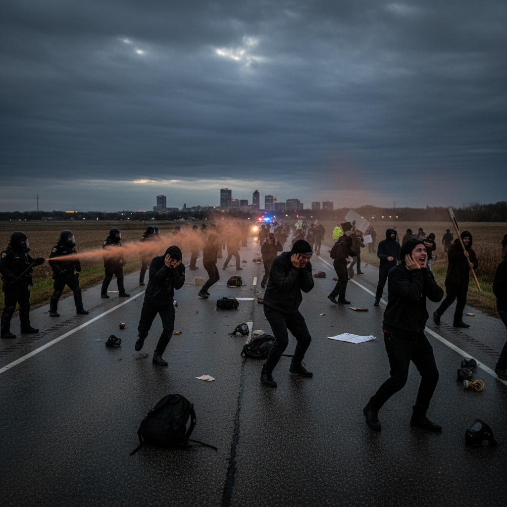 Remember those 1,000 activists near Madison? They got pepper sprayed.