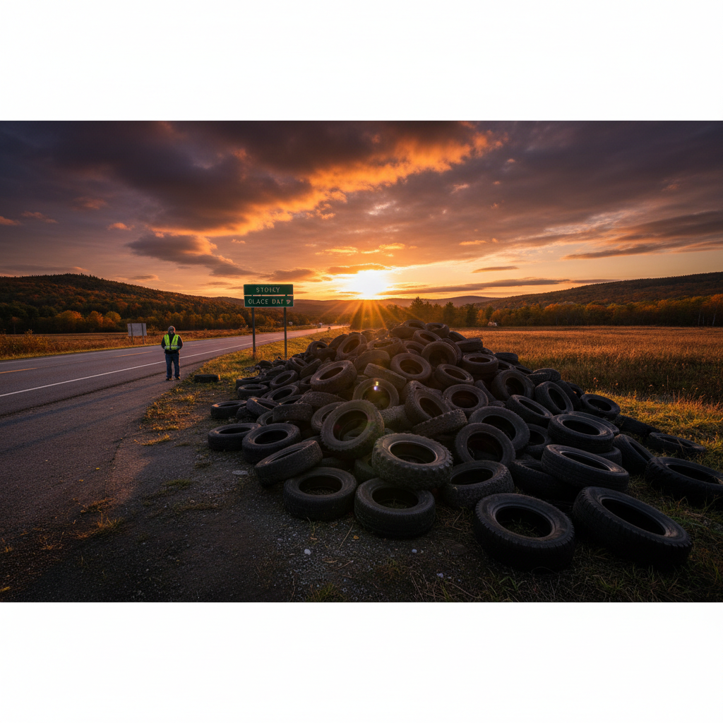 Someone dumped 200 tires by the Sydney-Glace Bay Highway. Why?