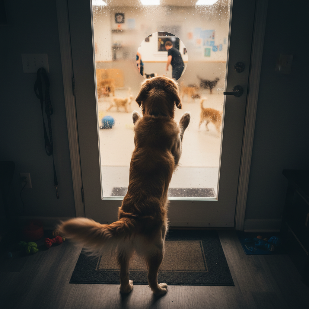 Your dog really wants to go to daycare, eh?