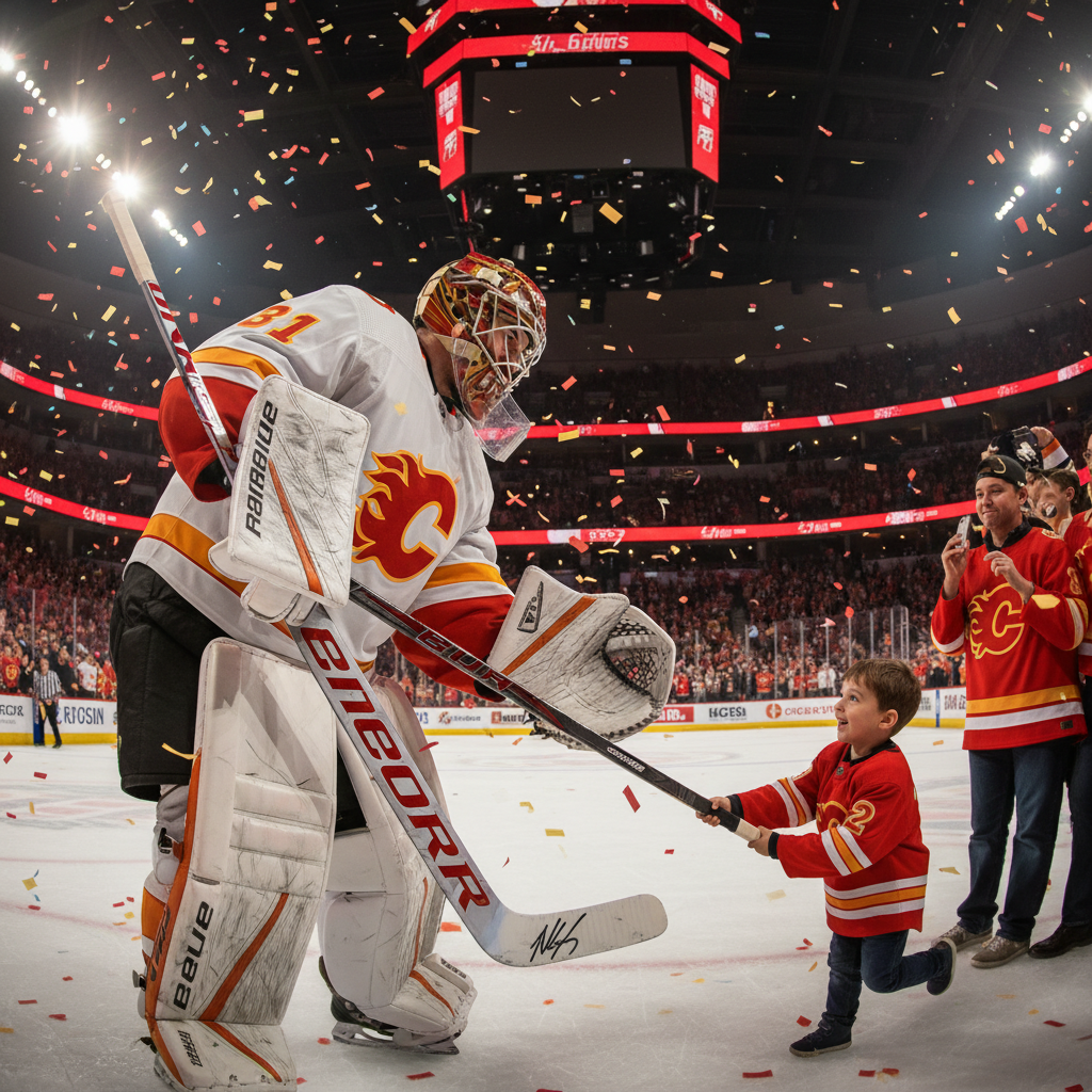 Your Flames goalie just made a kid's year.