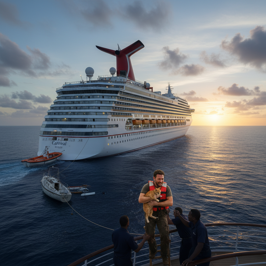 A Carnival cruise just saved a sailor and his cat. Deadass.