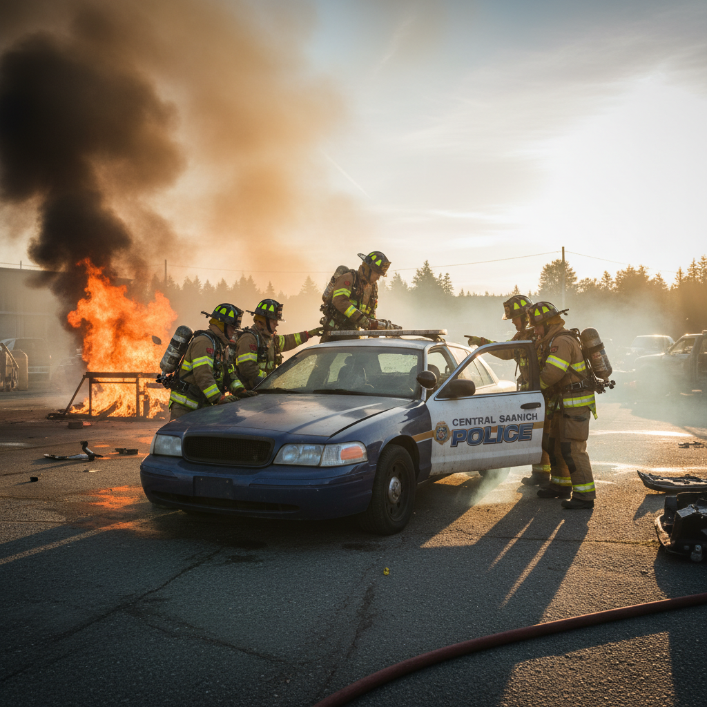 Your old Central Saanich police car is teaching firefighters things.