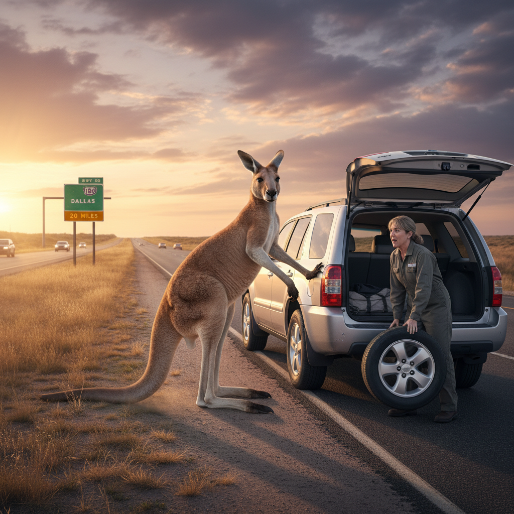 A kangaroo just helped a Dallas driver on Highway 180.