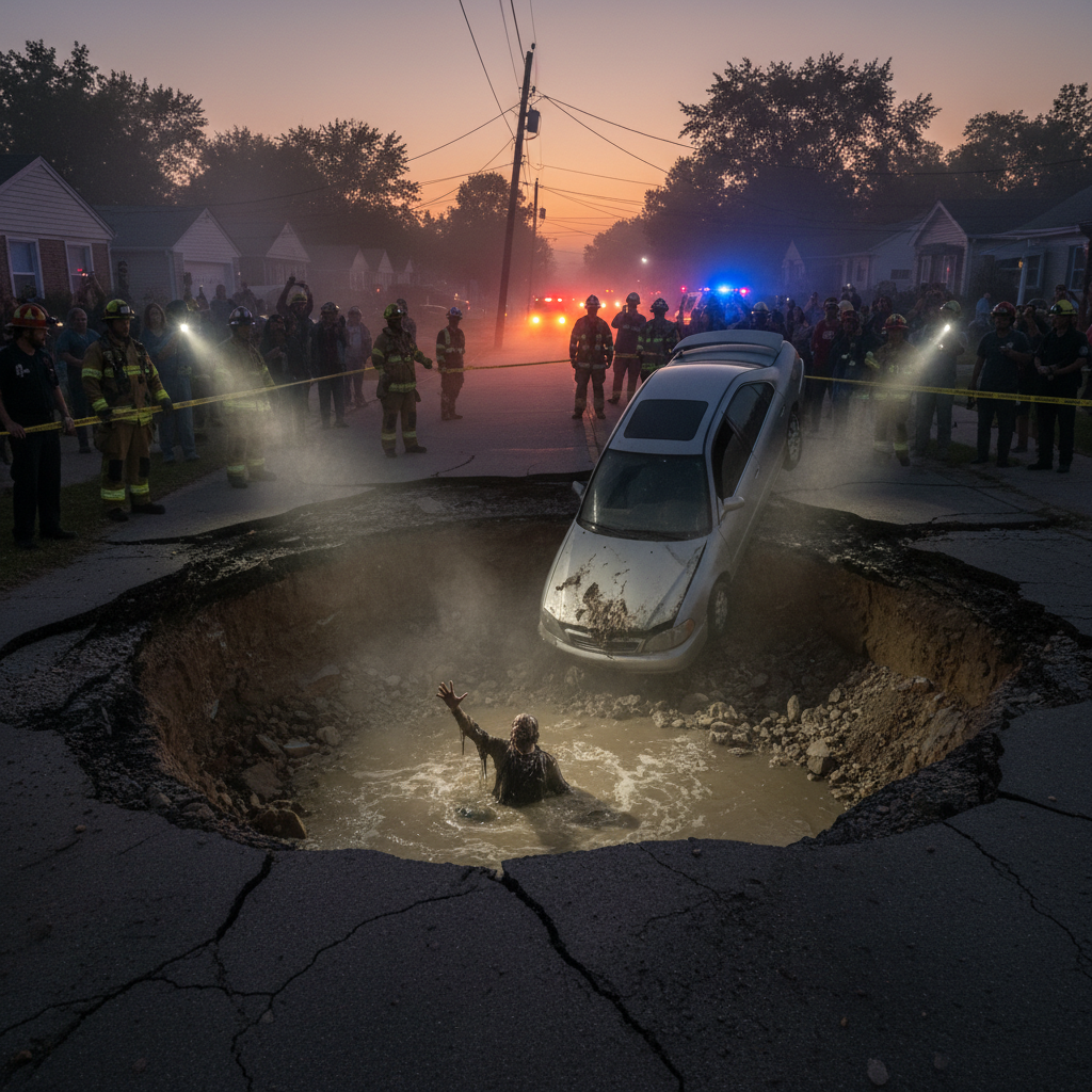 Someone just fell into a sinkhole in River Heights, what?!