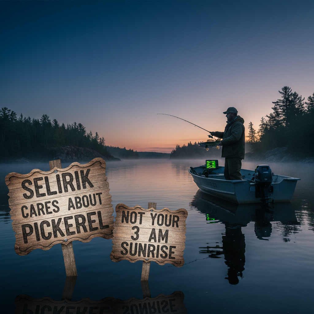 Selkirk cares about pickerel, not your 3 AM sunrise.