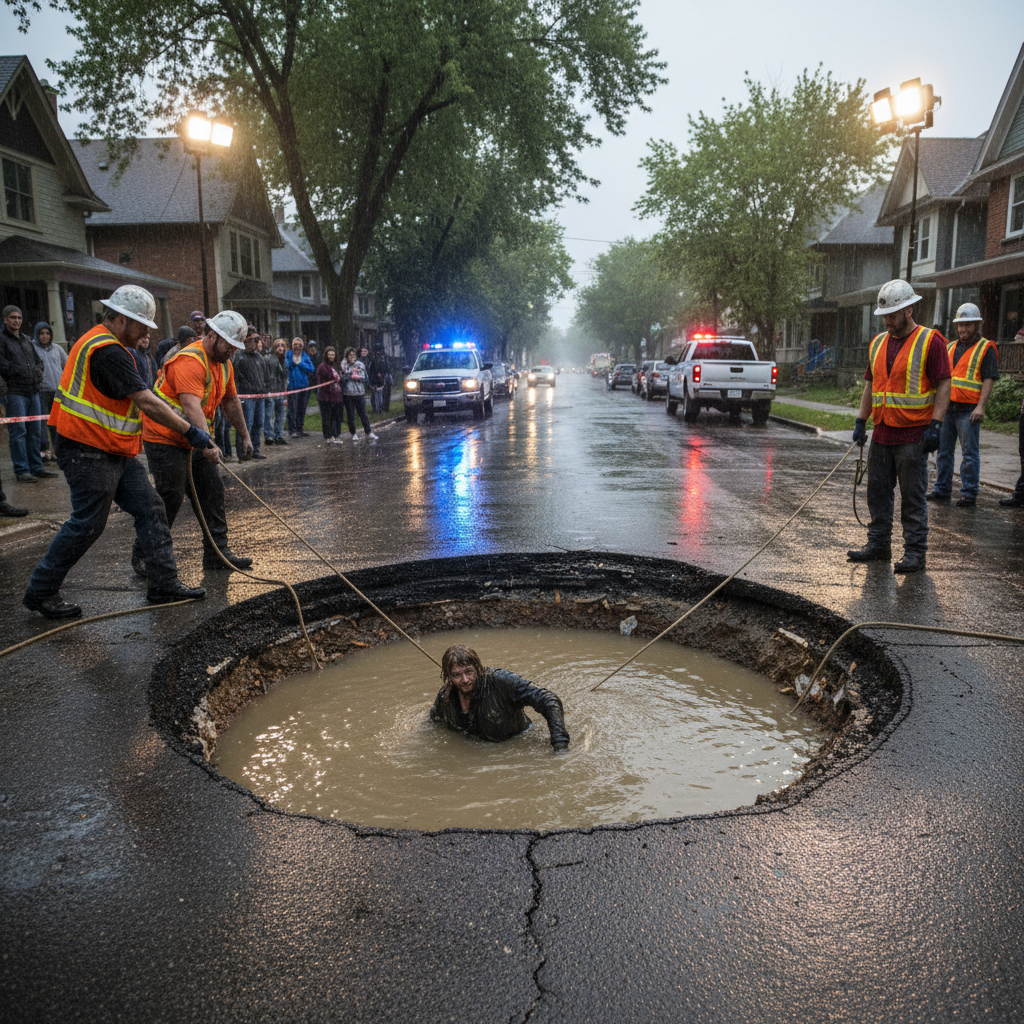 Someone fell into a Wolseley pothole for 40 minutes!