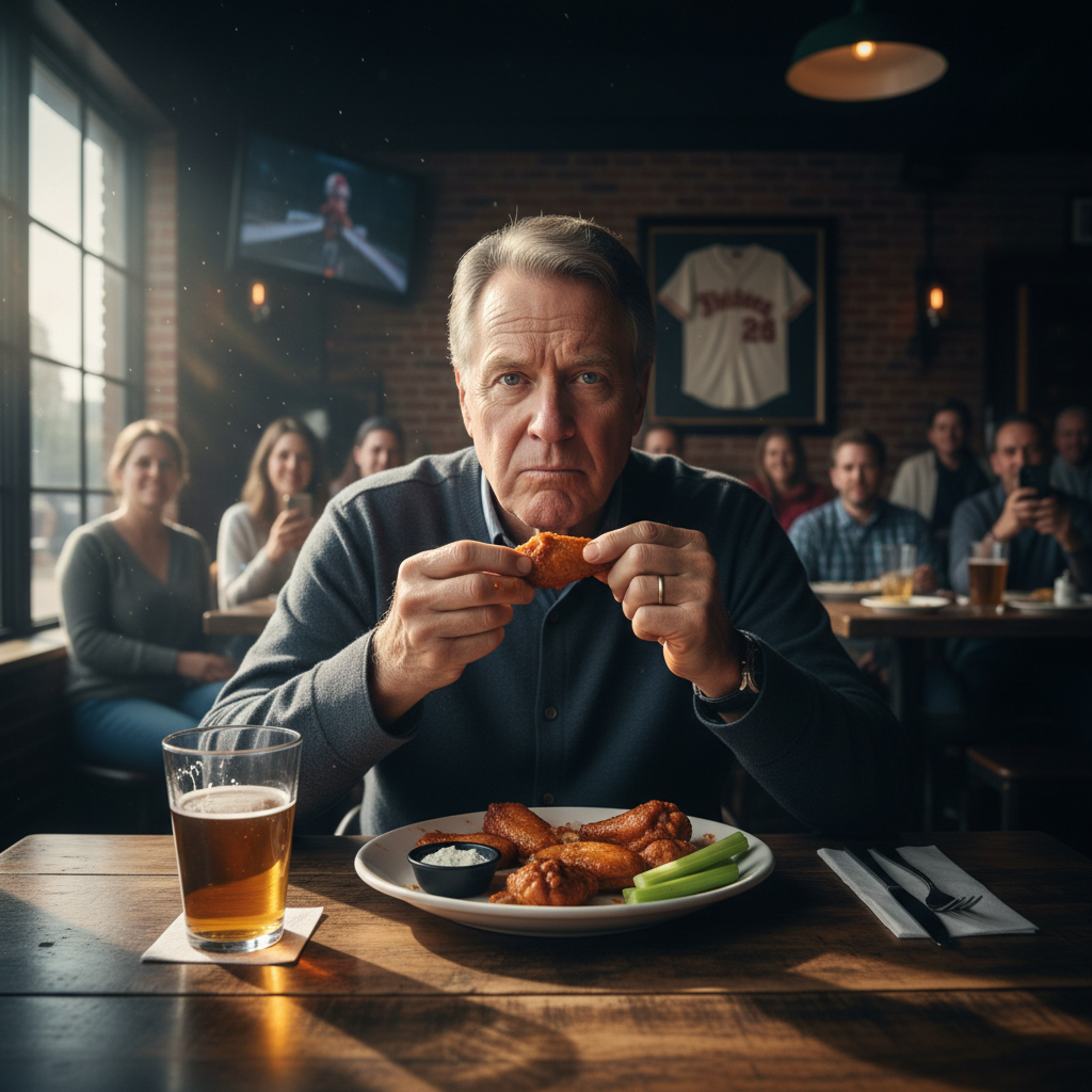 Jim Palmer just ate his first chicken wing. Seriously.