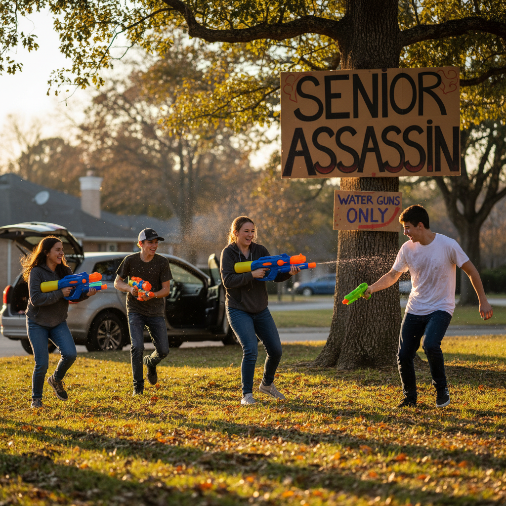 Your kids are playing 'Senior Assassin' with water guns.