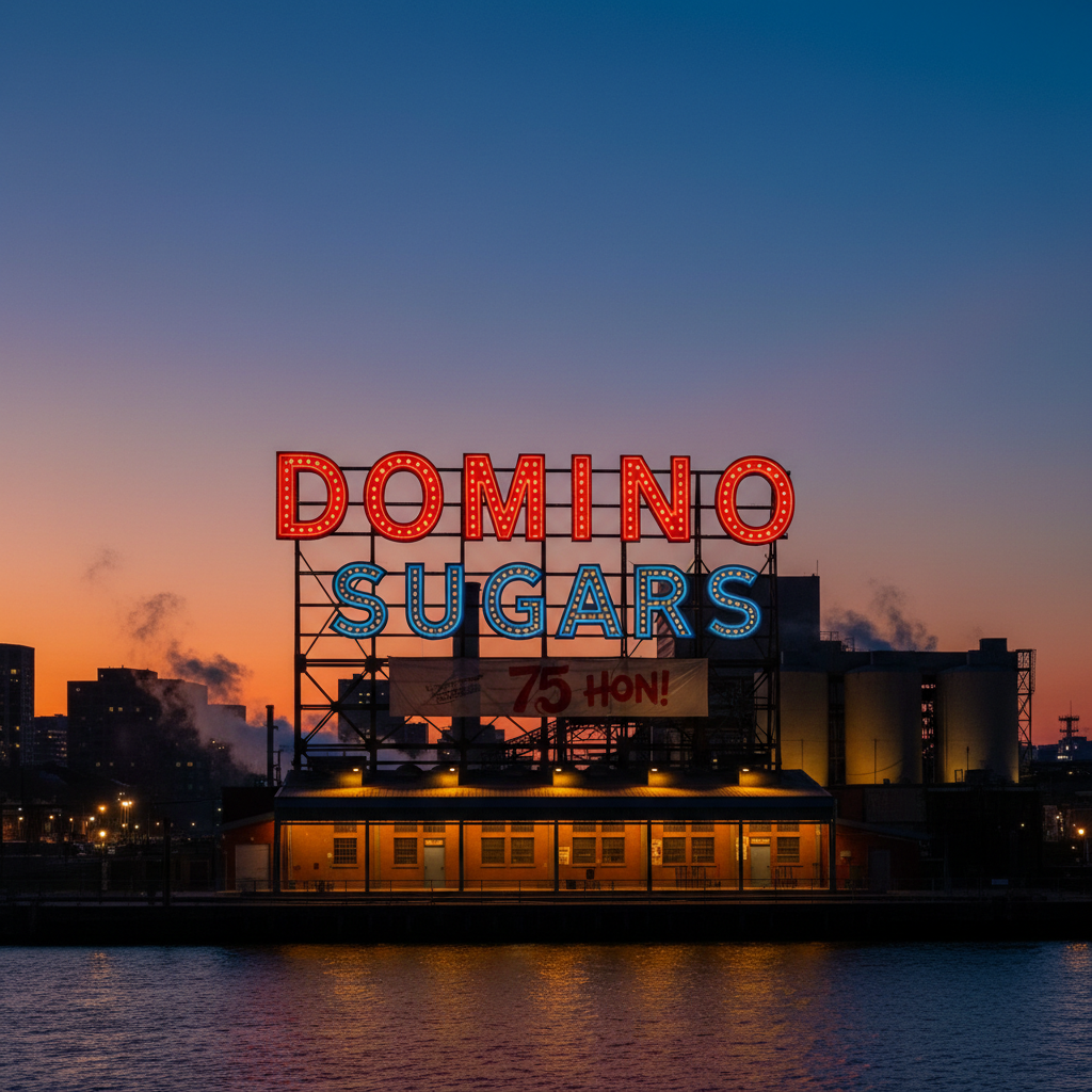 Your Domino Sugars sign just turned 75, hon!