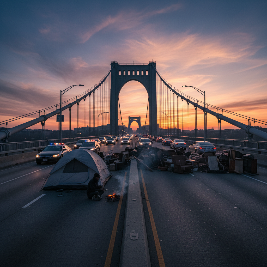 Someone's still camping on the Frederick Douglass Bridge. Your commute is shot.