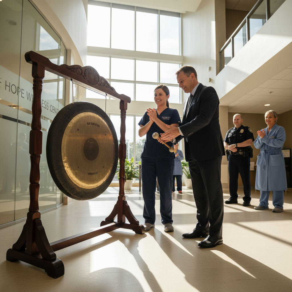 Someone stole a cancer center's gong, but it's back.