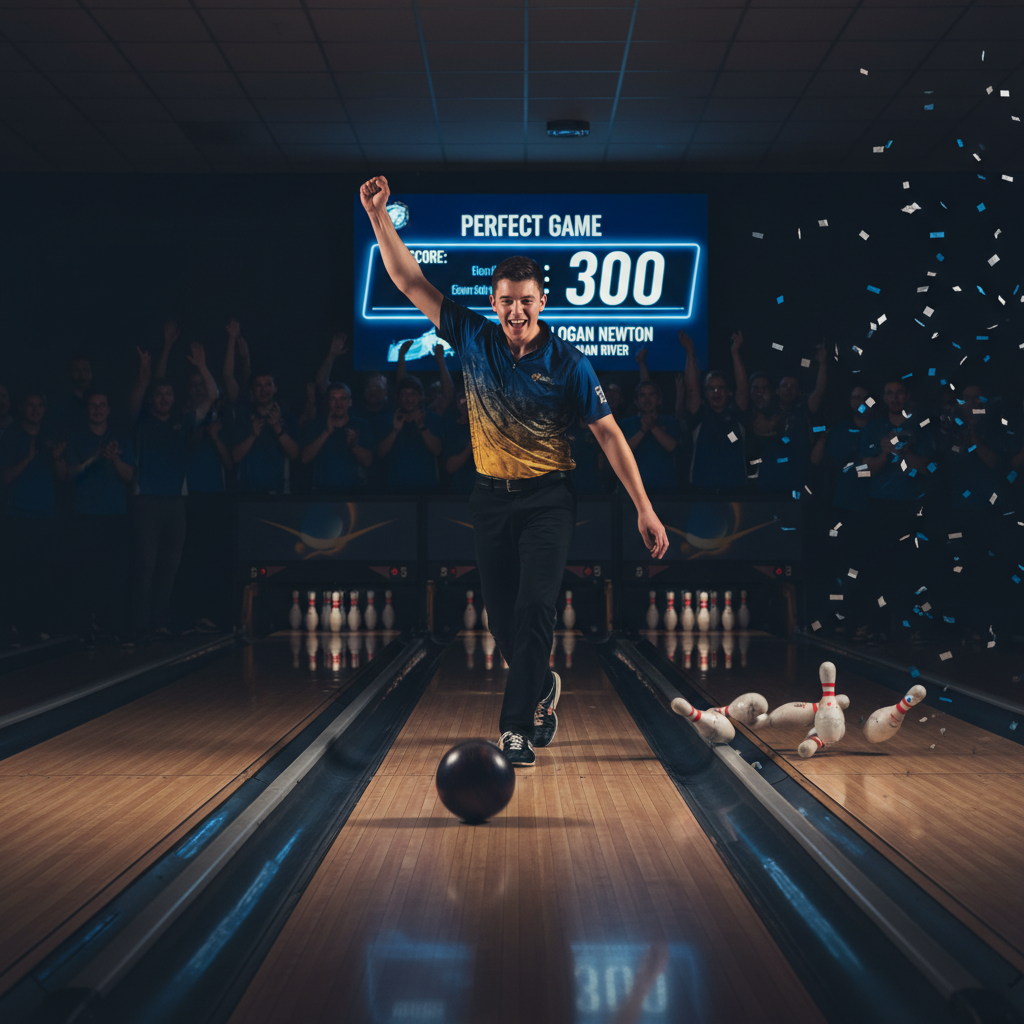 Logan Newton just bowled a perfect game for Swan River.