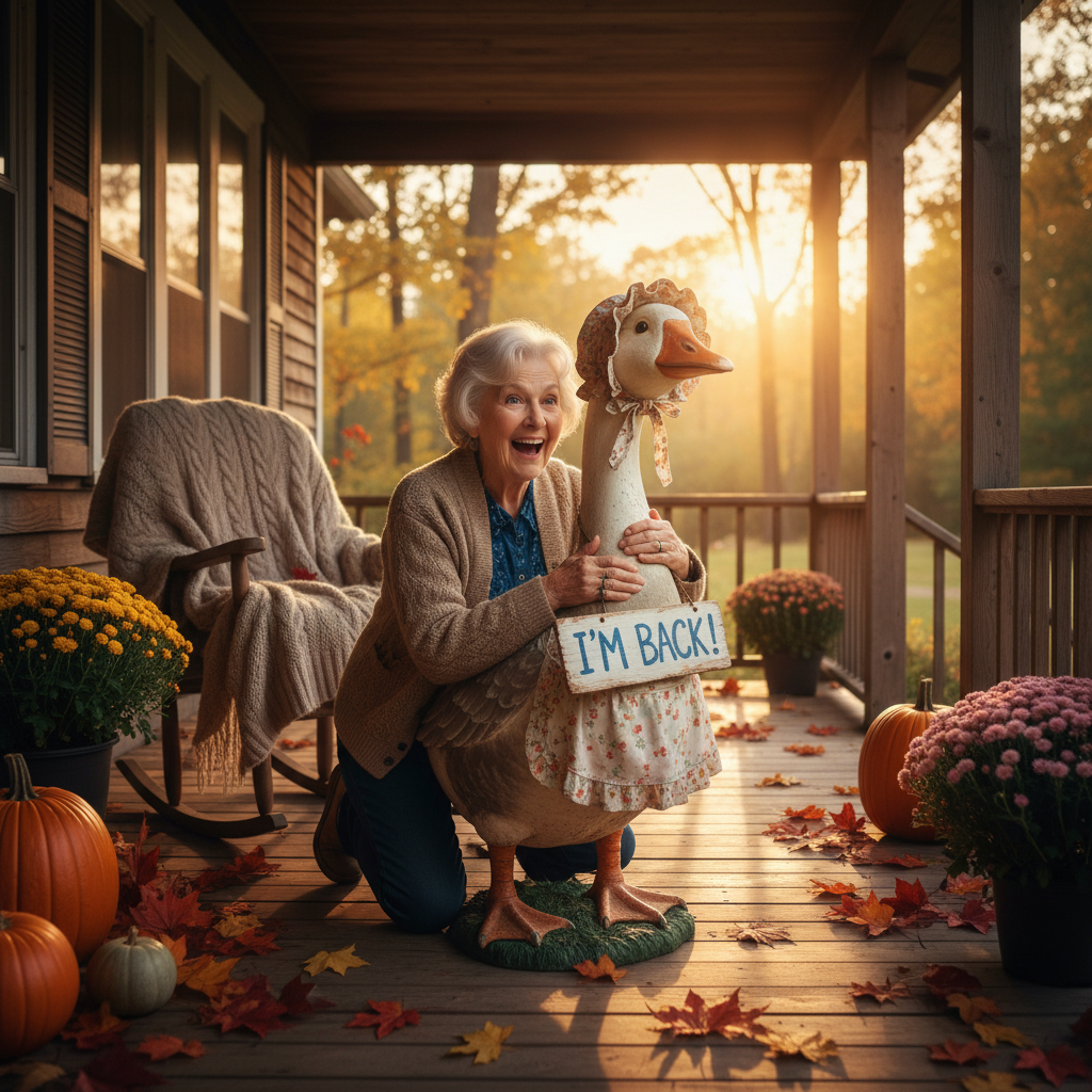 Your porch goose is back. Is your grandma happy?